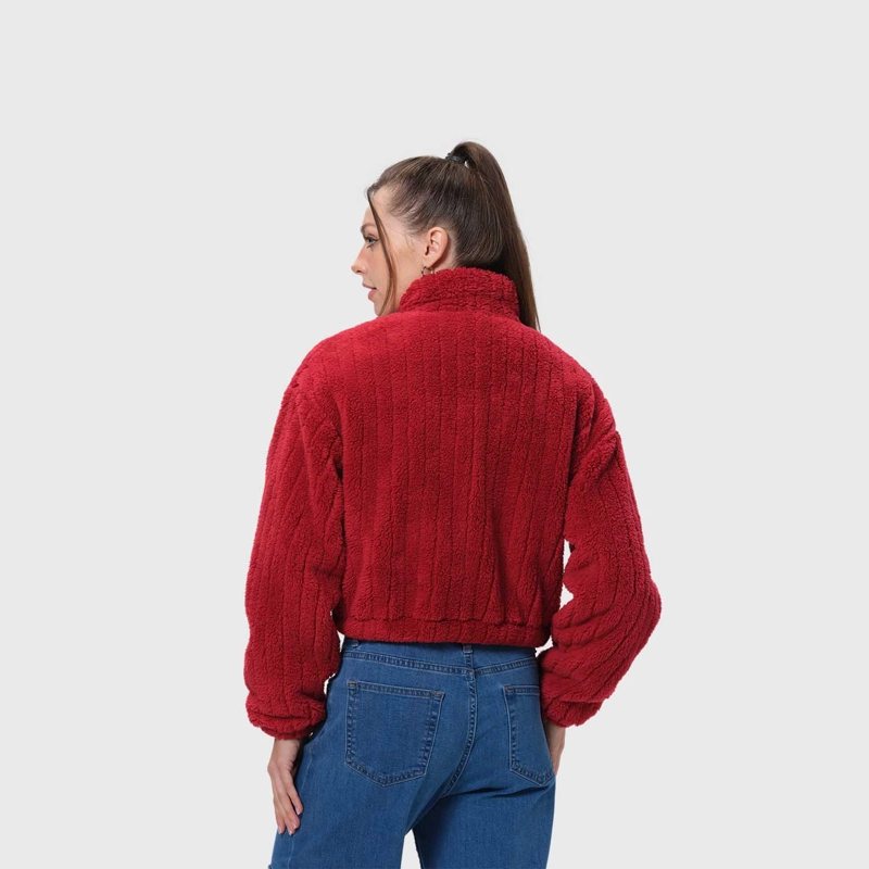 CHAQUETA MUJER TIPO POLAR ROJO OSCURO - 3