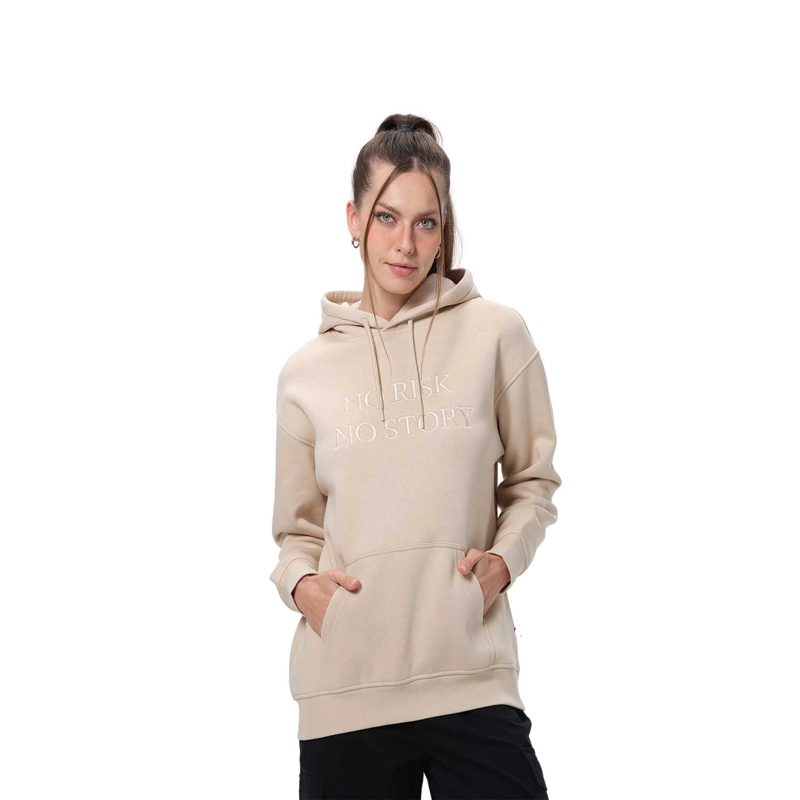POLERÓN MUJER CANGURO PRINT BEIGE - 1