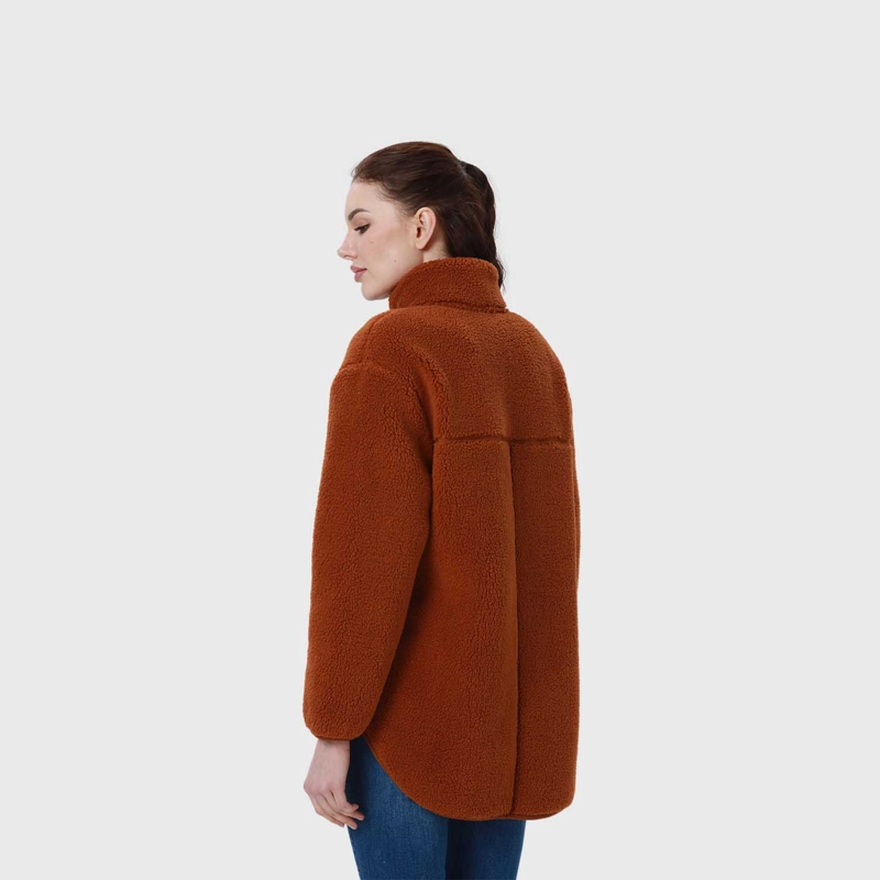 POLAR MUJER TIPO CHAQUETA BOLSILLO CAMEL OSCURO - 3