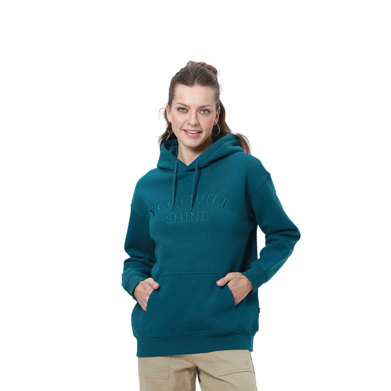 POLERÓN MUJER CANGURO PRINT VERDE ESMERALDA - 1