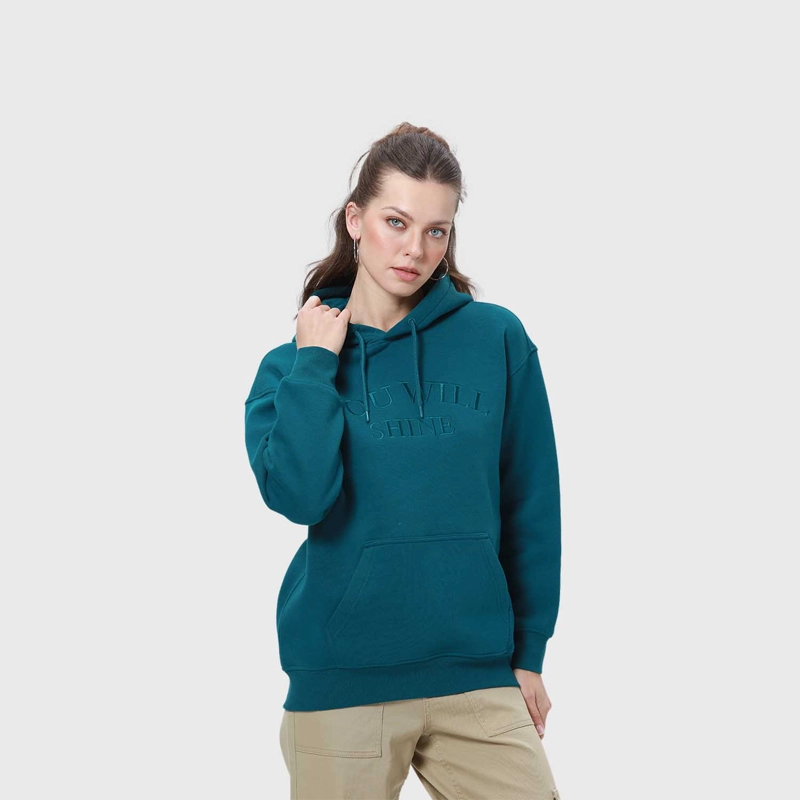 POLERÓN MUJER CANGURO PRINT VERDE ESMERALDA - 2