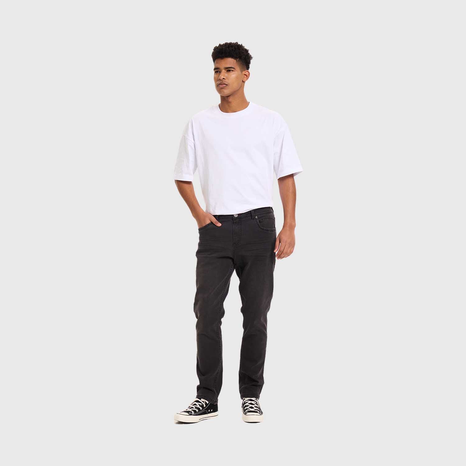 JEANS HOMBRE SLIM LISO GRIS OSCURO - 4