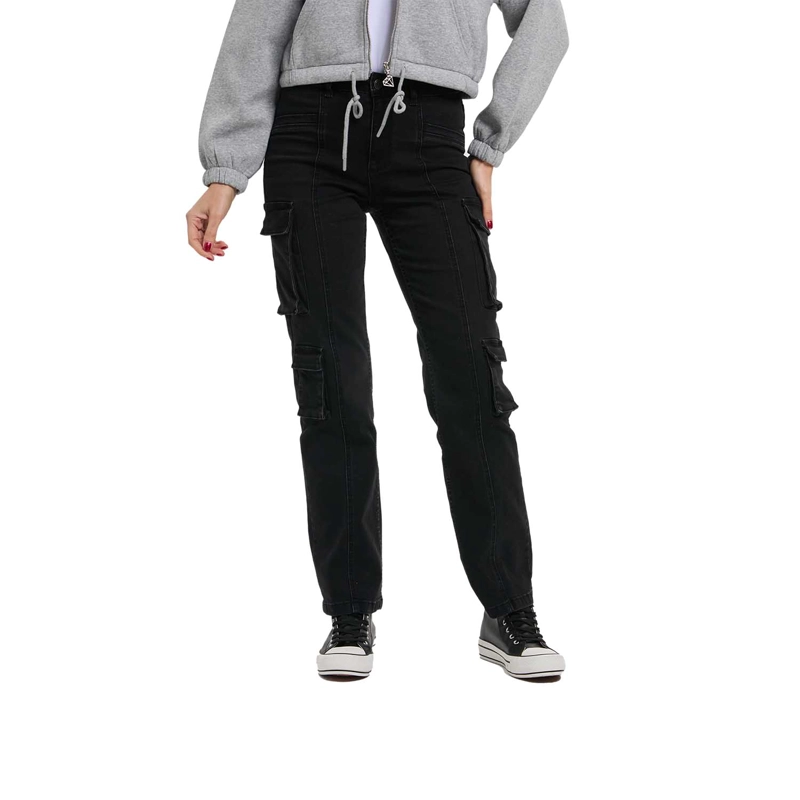 JEANS MUJER DENIM CALCE RECTO NEGRO - 1