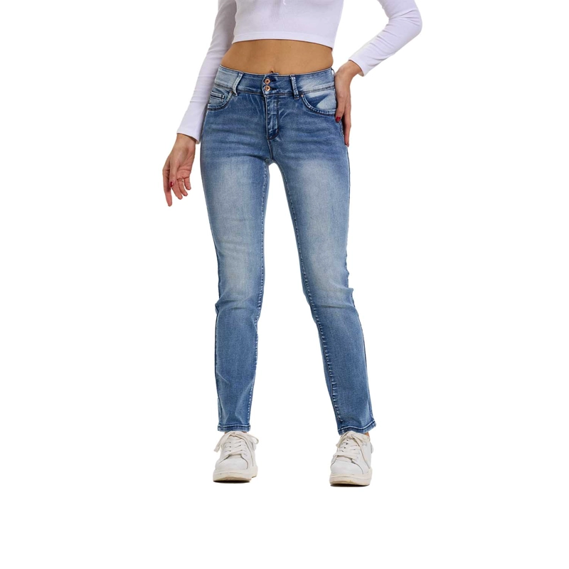 JEANS MUJER FLO RECTO AZUL - 1