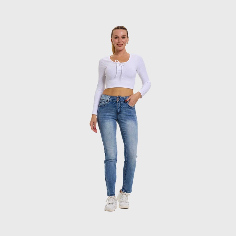 JEANS MUJER FLO RECTO AZUL - 4