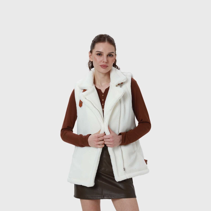 POLAR MUJER CORDERITO HEBILLA CRUDO - 2