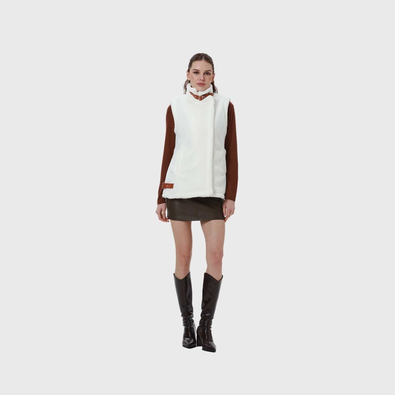 POLAR MUJER CORDERITO HEBILLA CRUDO - 4
