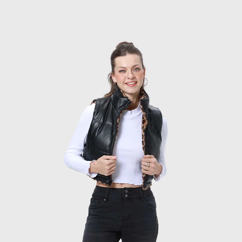 PARKA MUJER PIEL REVERSIBLE CAFE - 2