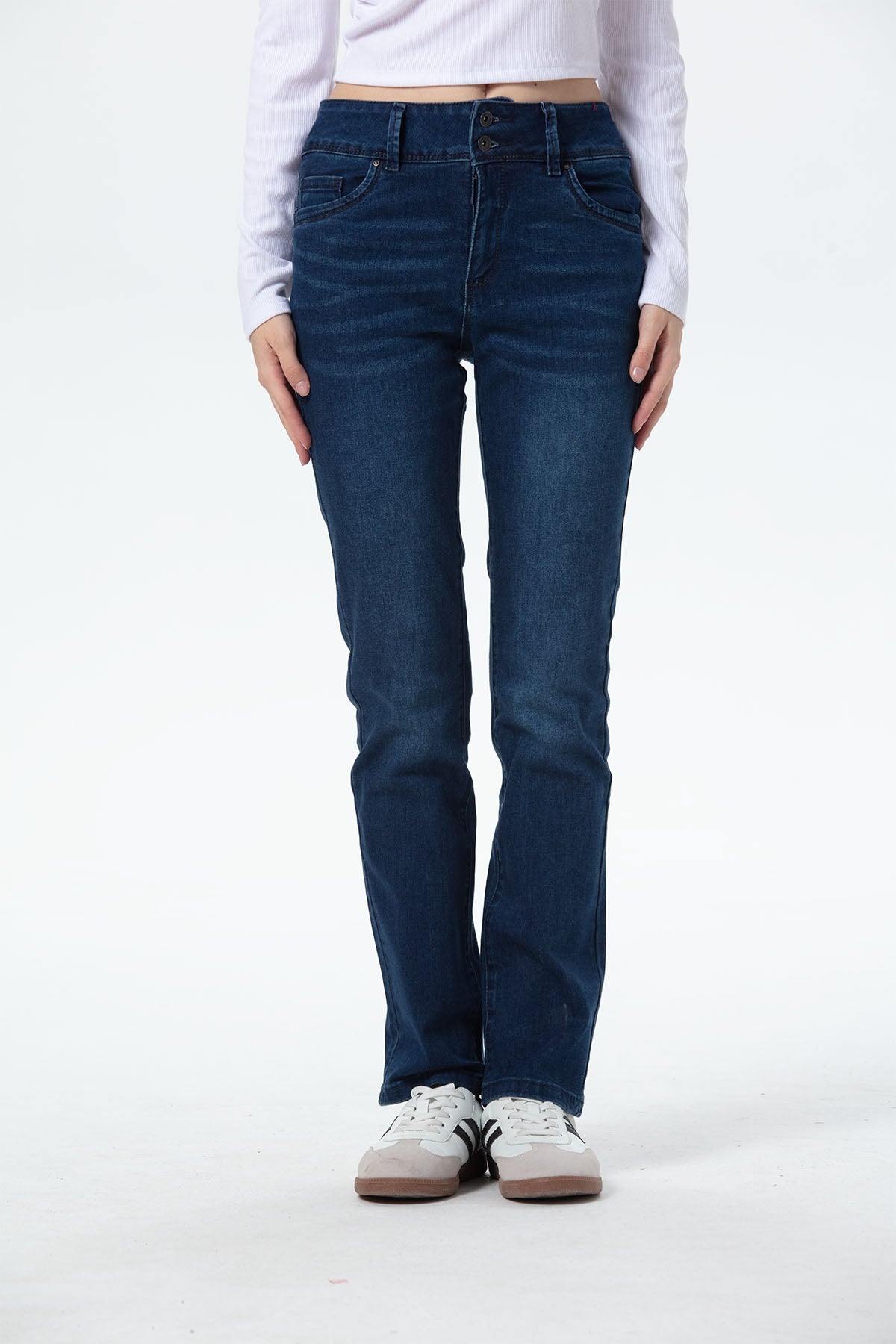 JEANS MUJER FLO CALCE RECTO AZUL OSCURO - 1