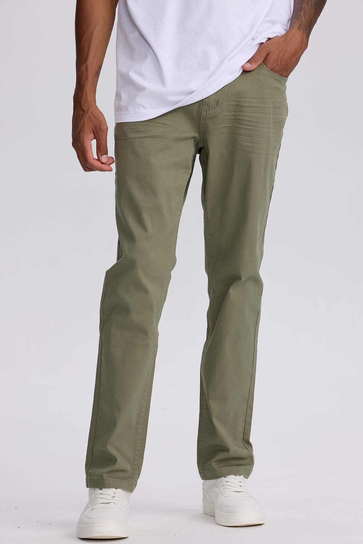 JEANS HOMBRE SLIM COLOR VERDE MILITAR - 1