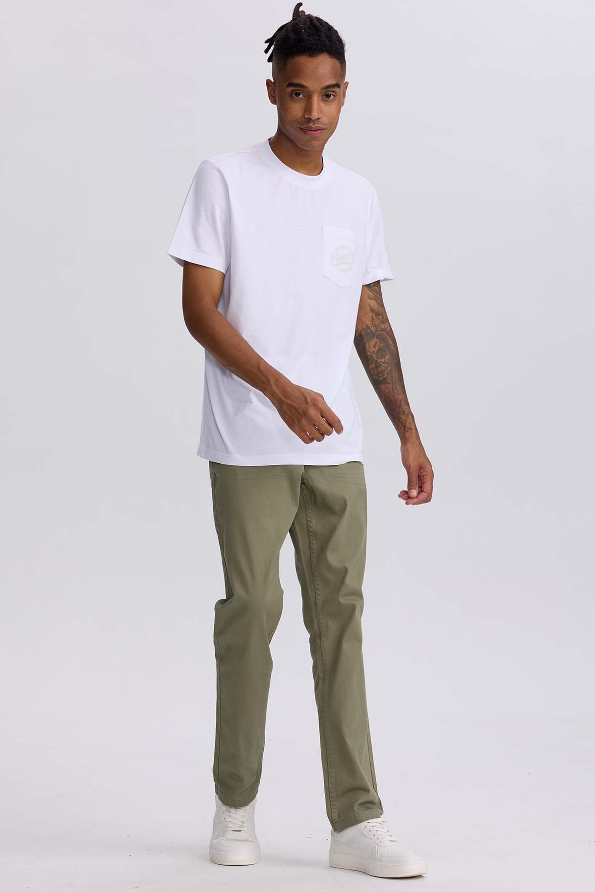 JEANS HOMBRE SLIM COLOR VERDE MILITAR - 4