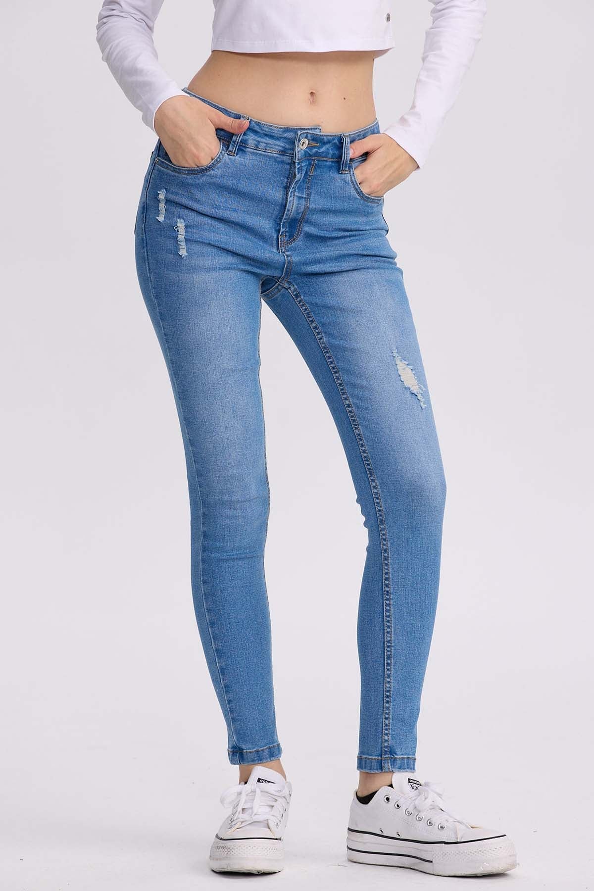 JEANS MUJER SUPER SKINNY LIA AZUL CLARO - 1