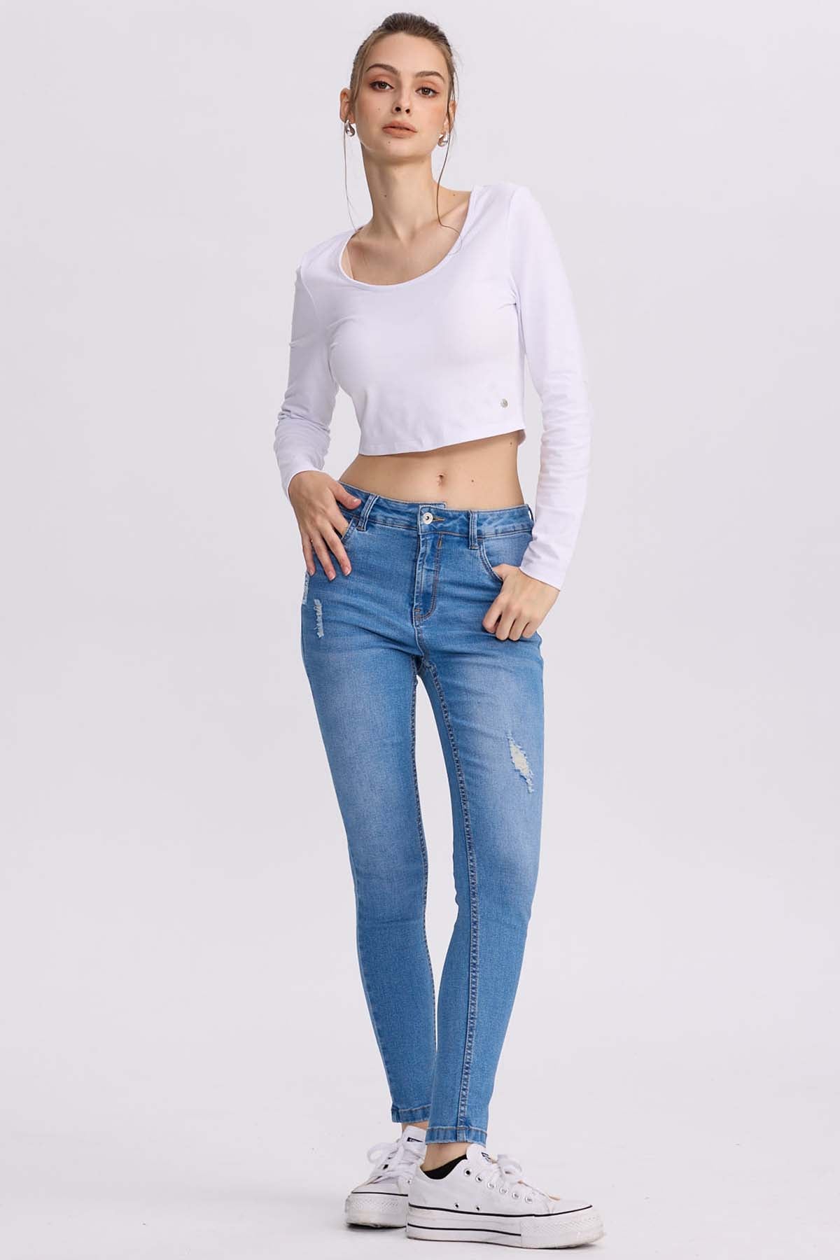 JEANS MUJER SUPER SKINNY LIA AZUL CLARO - 4