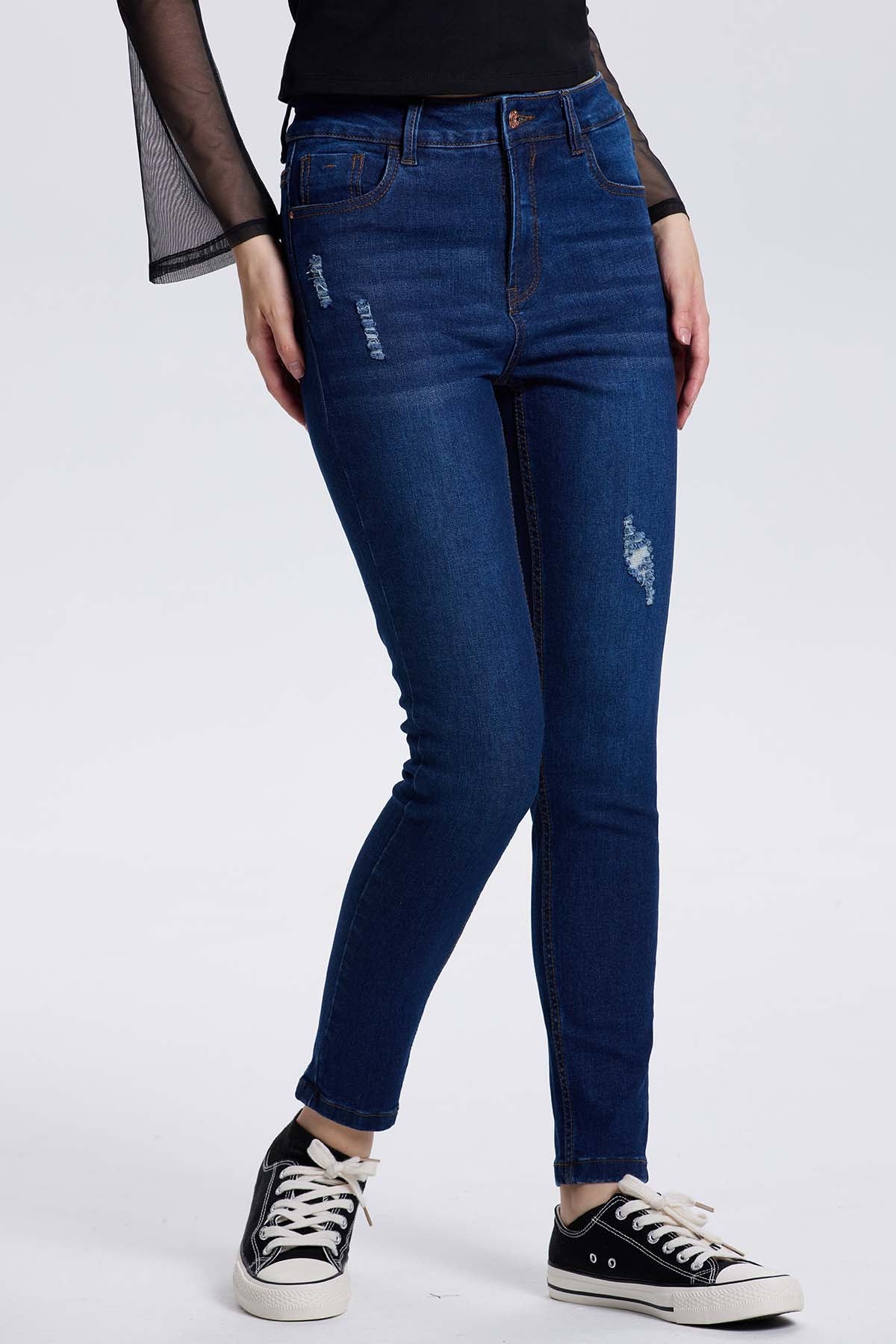 JEANS MUJER LIA SUPER SKINNY AZUL OSCURO - 1