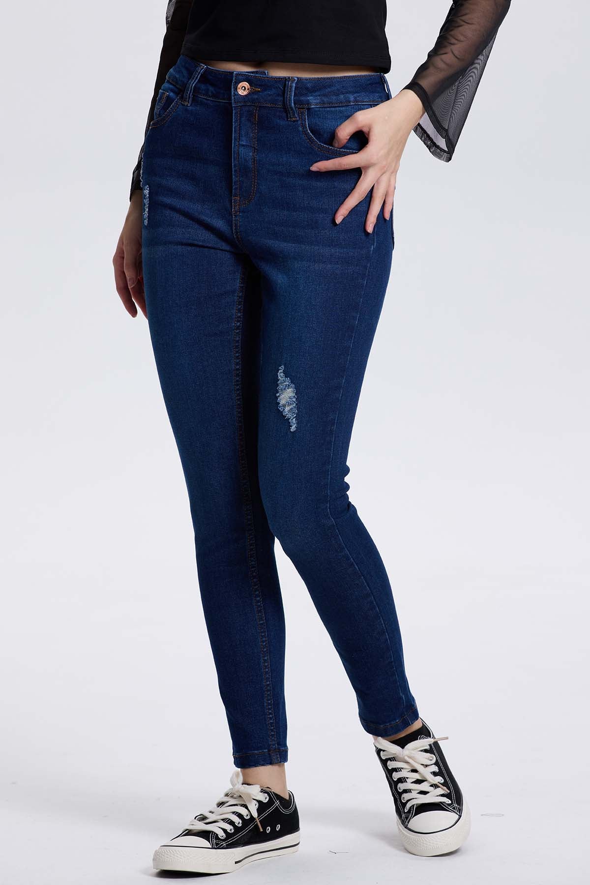 JEANS MUJER LIA SUPER SKINNY AZUL OSCURO - 2