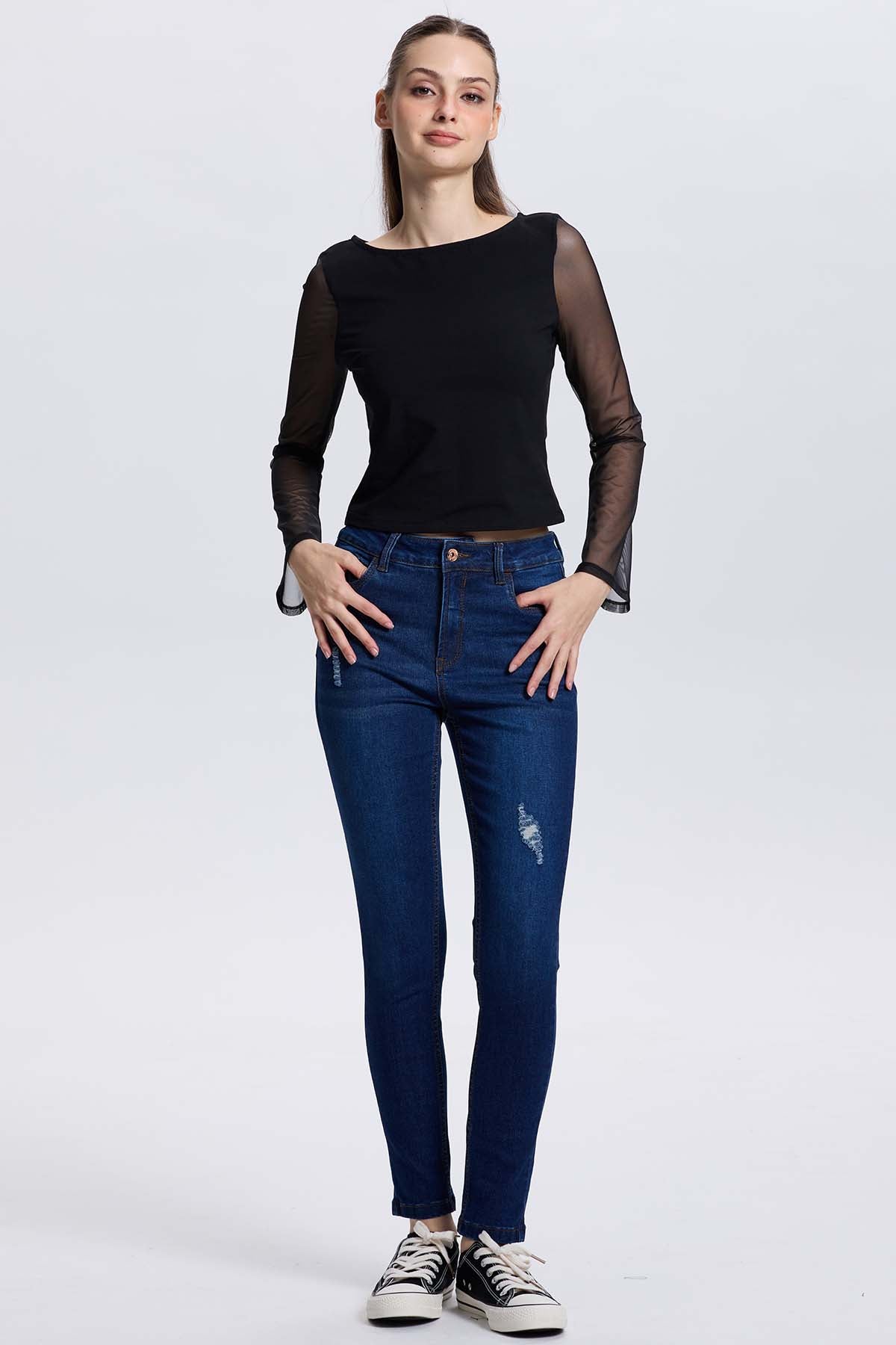 JEANS MUJER LIA SUPER SKINNY AZUL OSCURO - 4
