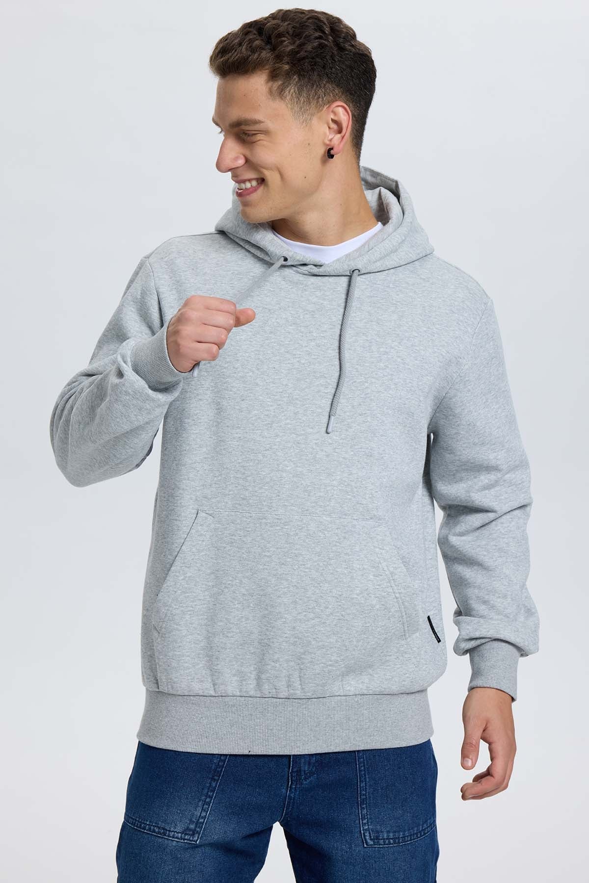 POLERON HOMBRE HOODIE GRIS MELANGE - 2