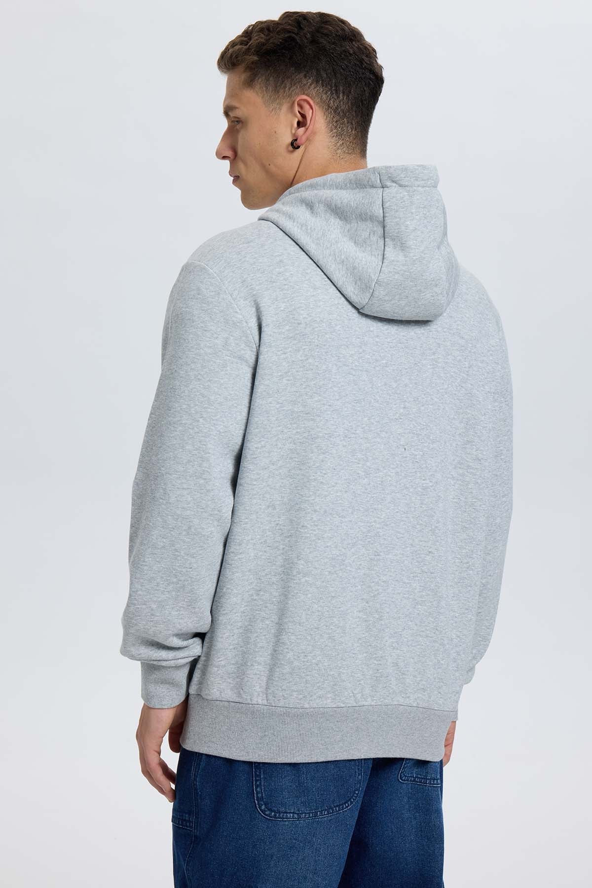 POLERON HOMBRE HOODIE GRIS MELANGE - 3
