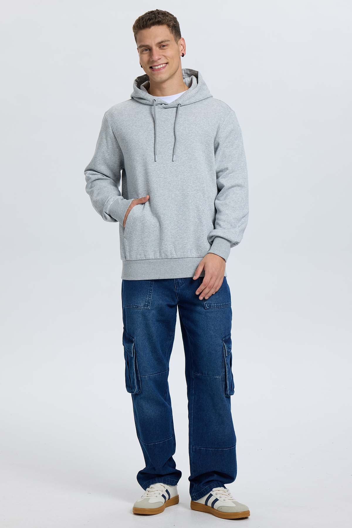 POLERON HOMBRE HOODIE GRIS MELANGE - 4