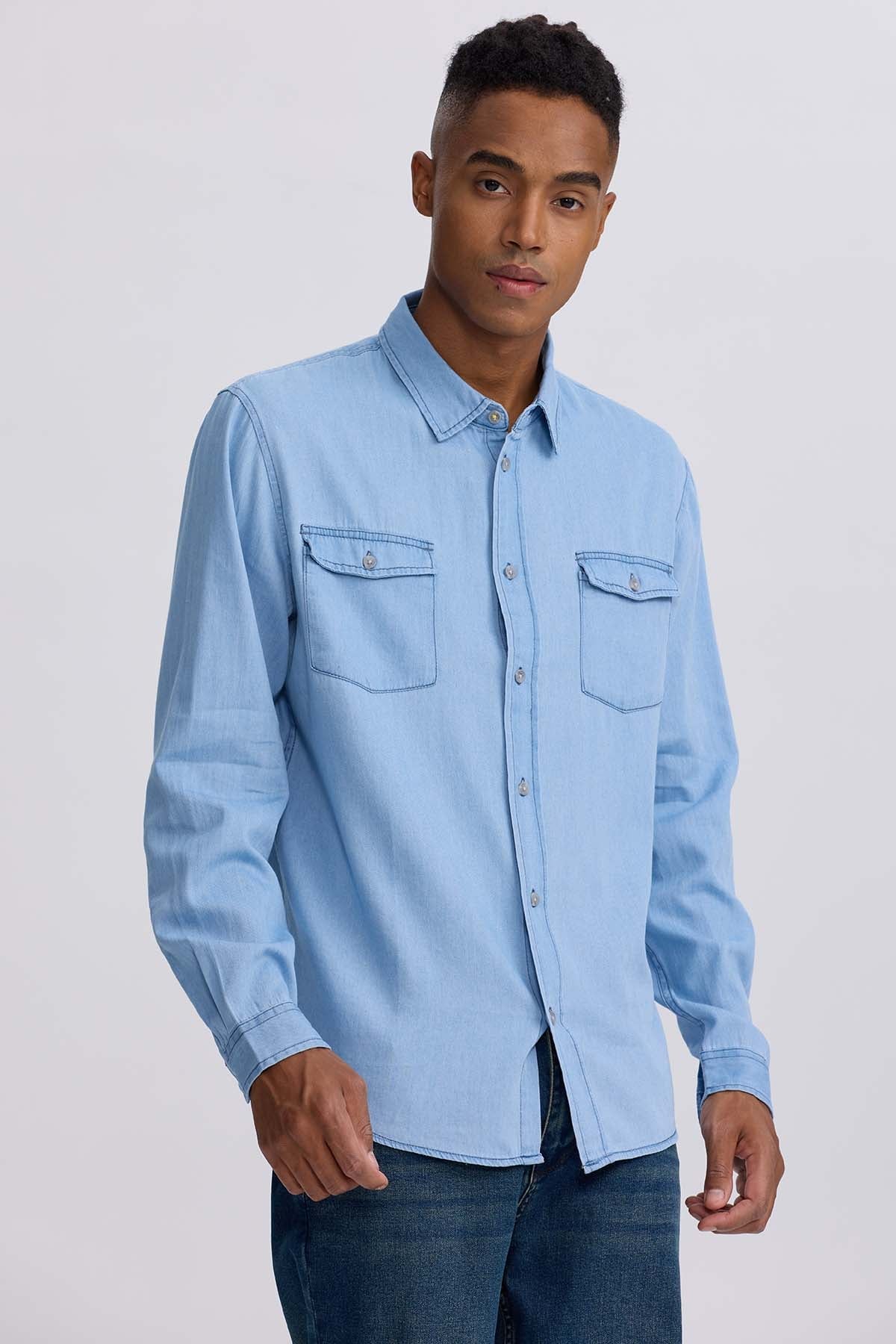 CAMISA HOMBRE CLÁSICA DALLAS AZUL - 1