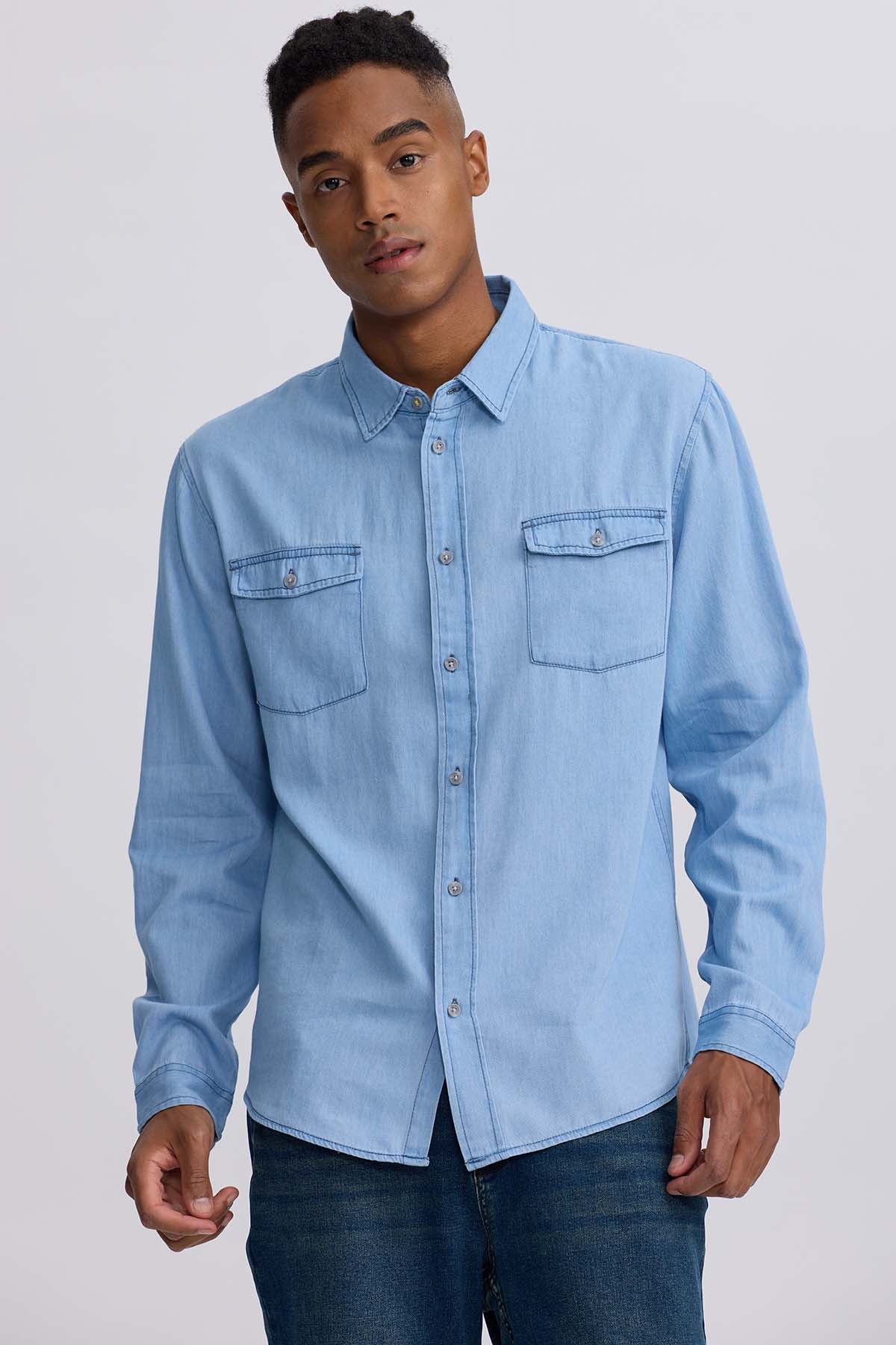 CAMISA HOMBRE CLÁSICA DALLAS AZUL - 2