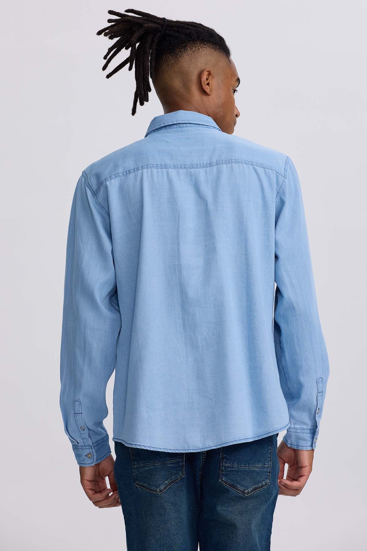 CAMISA HOMBRE CLÁSICA DALLAS AZUL - 3