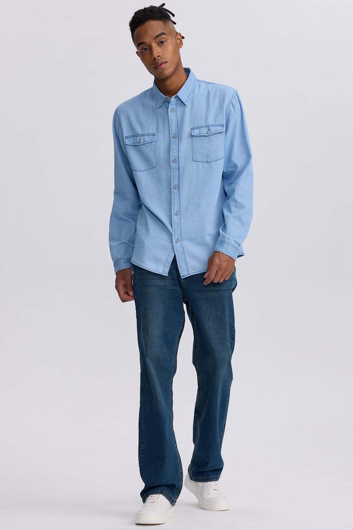 CAMISA HOMBRE CLÁSICA DALLAS AZUL - 4
