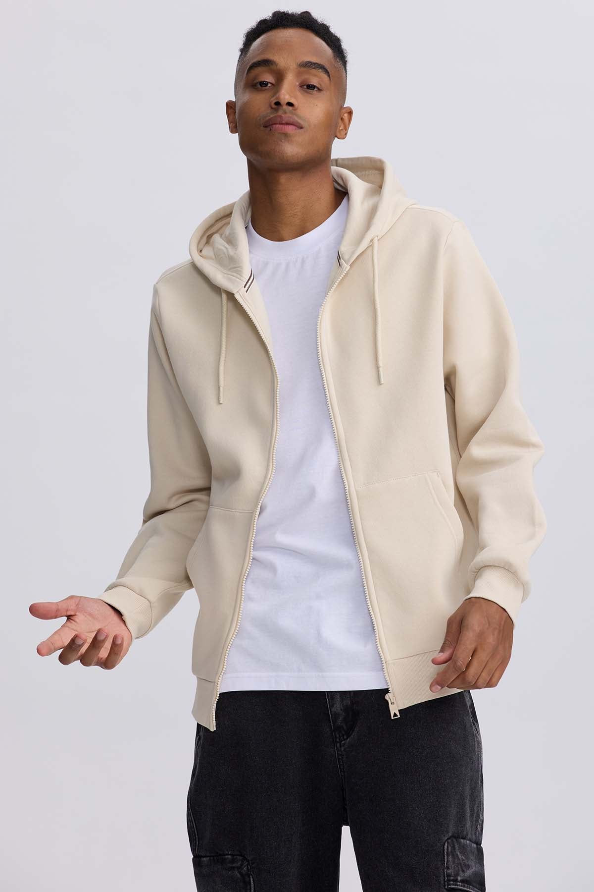 POLERÓN HOMBRE FULL ZIPPER BEIGE - 2
