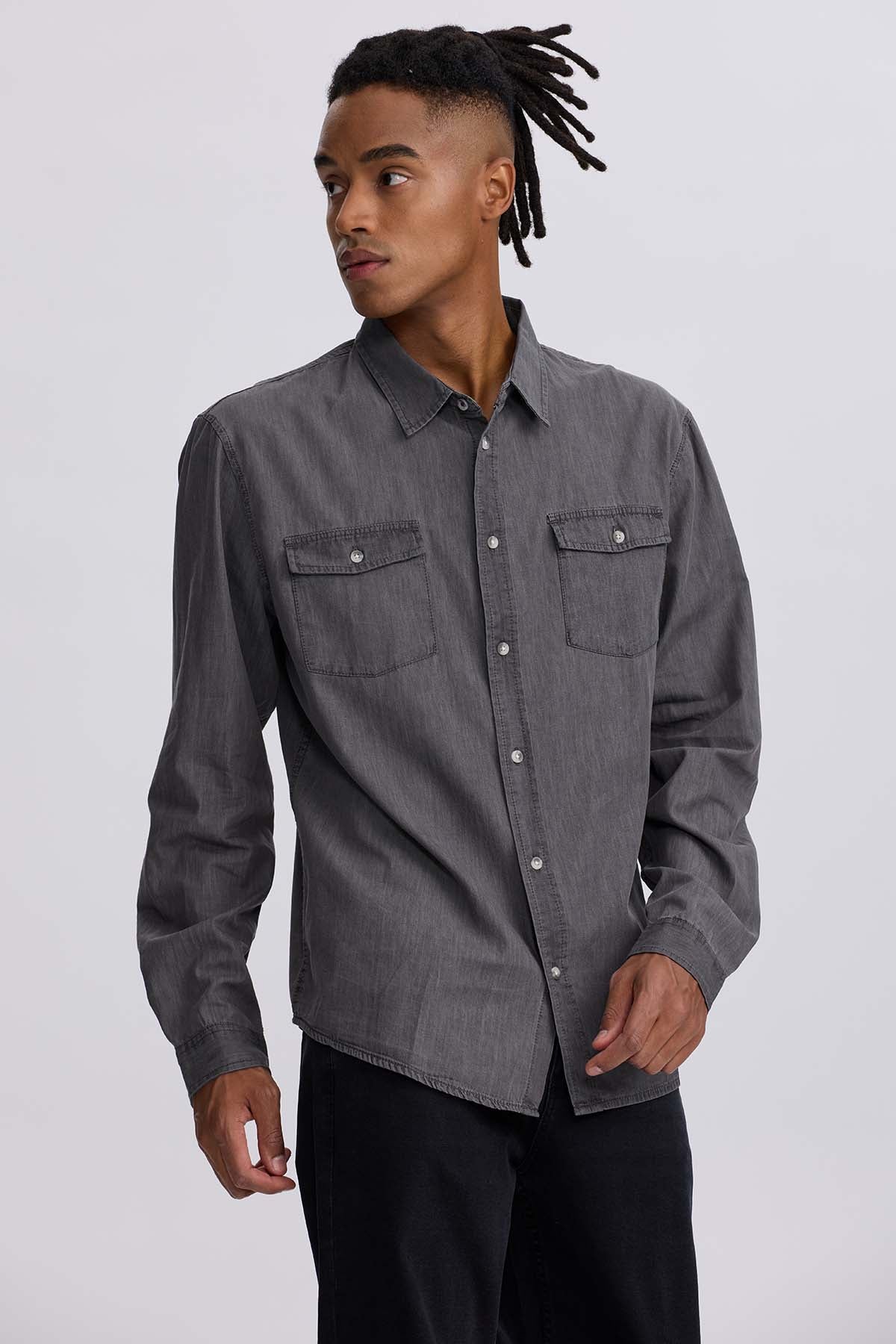CAMISA HOMBRE CLÁSICA DALLAS GRIS - 1