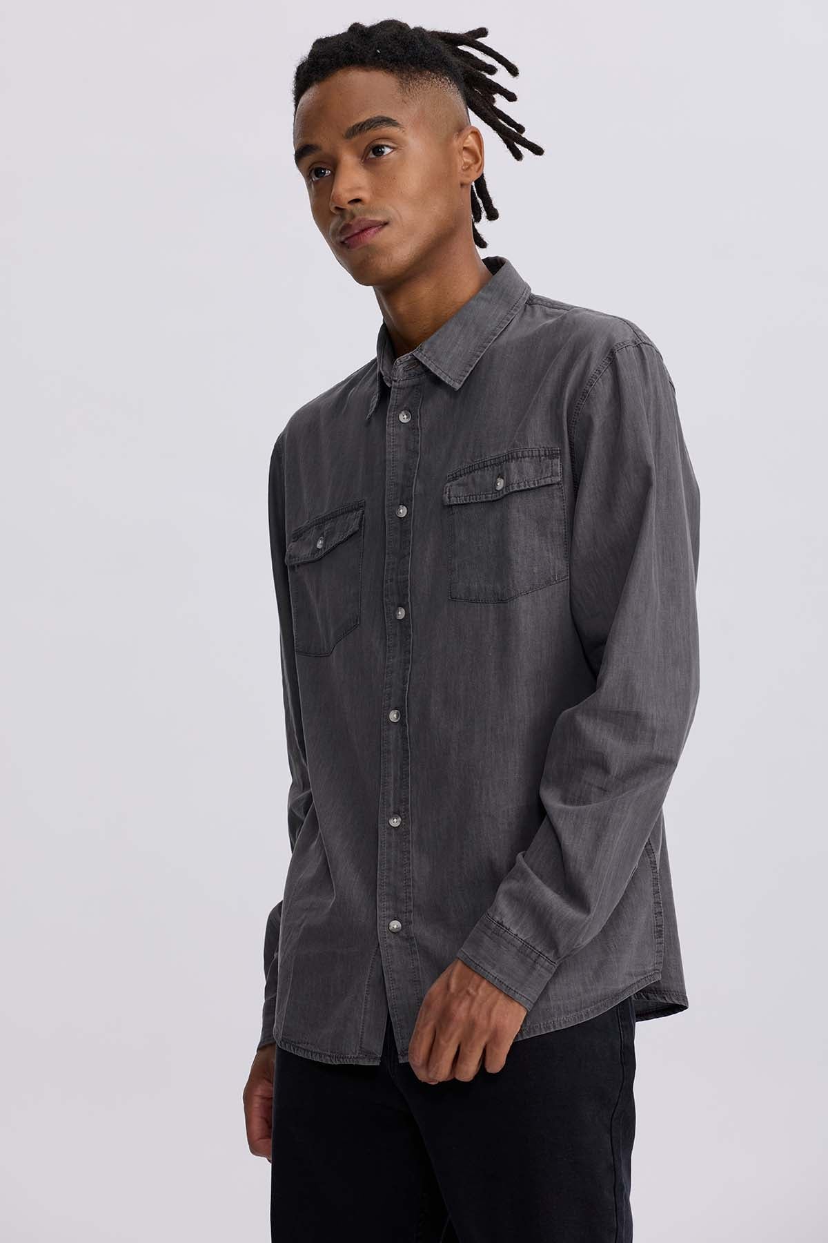 CAMISA HOMBRE CLÁSICA DALLAS GRIS - 2