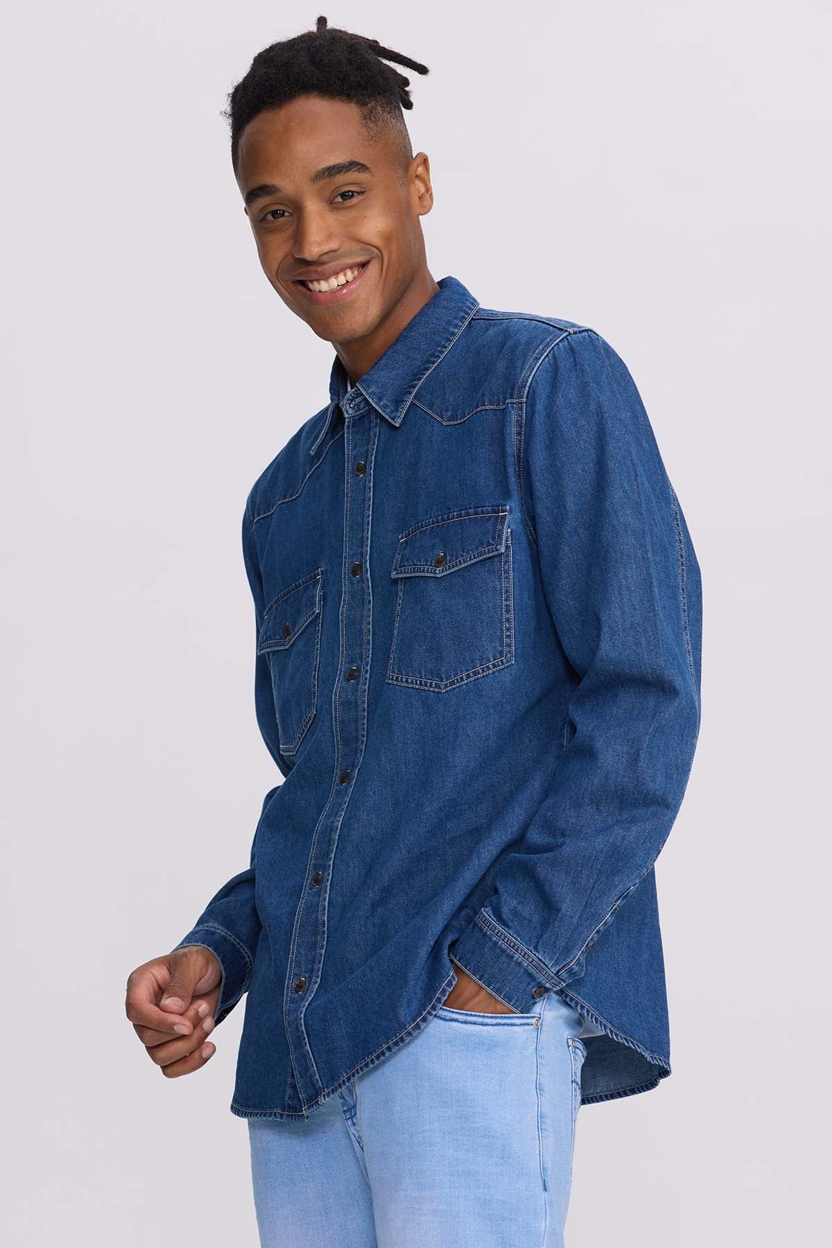 CAMISA HOMBRE DENIM COLORES AZUL - 2
