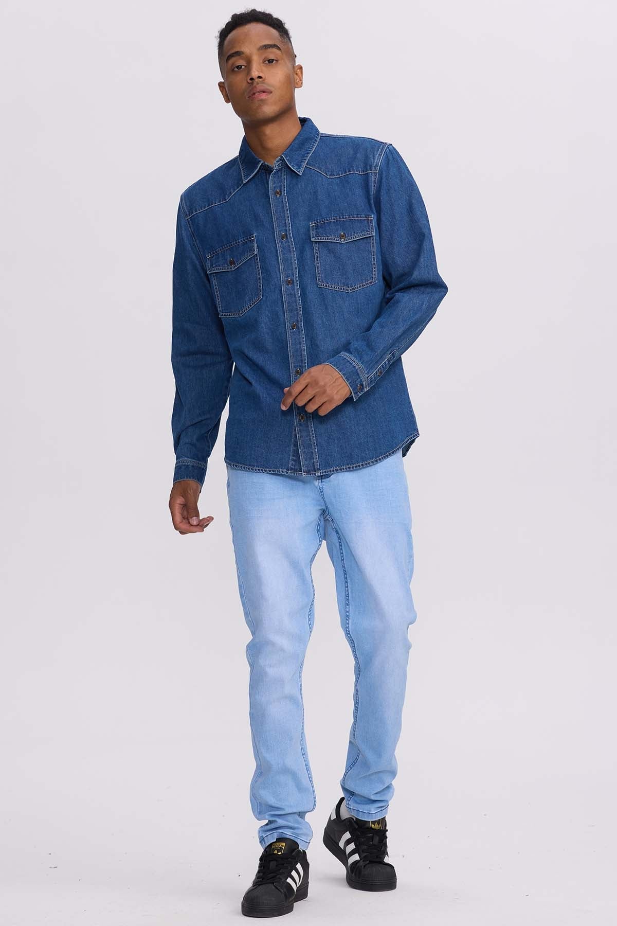 CAMISA HOMBRE DENIM COLORES AZUL - 4