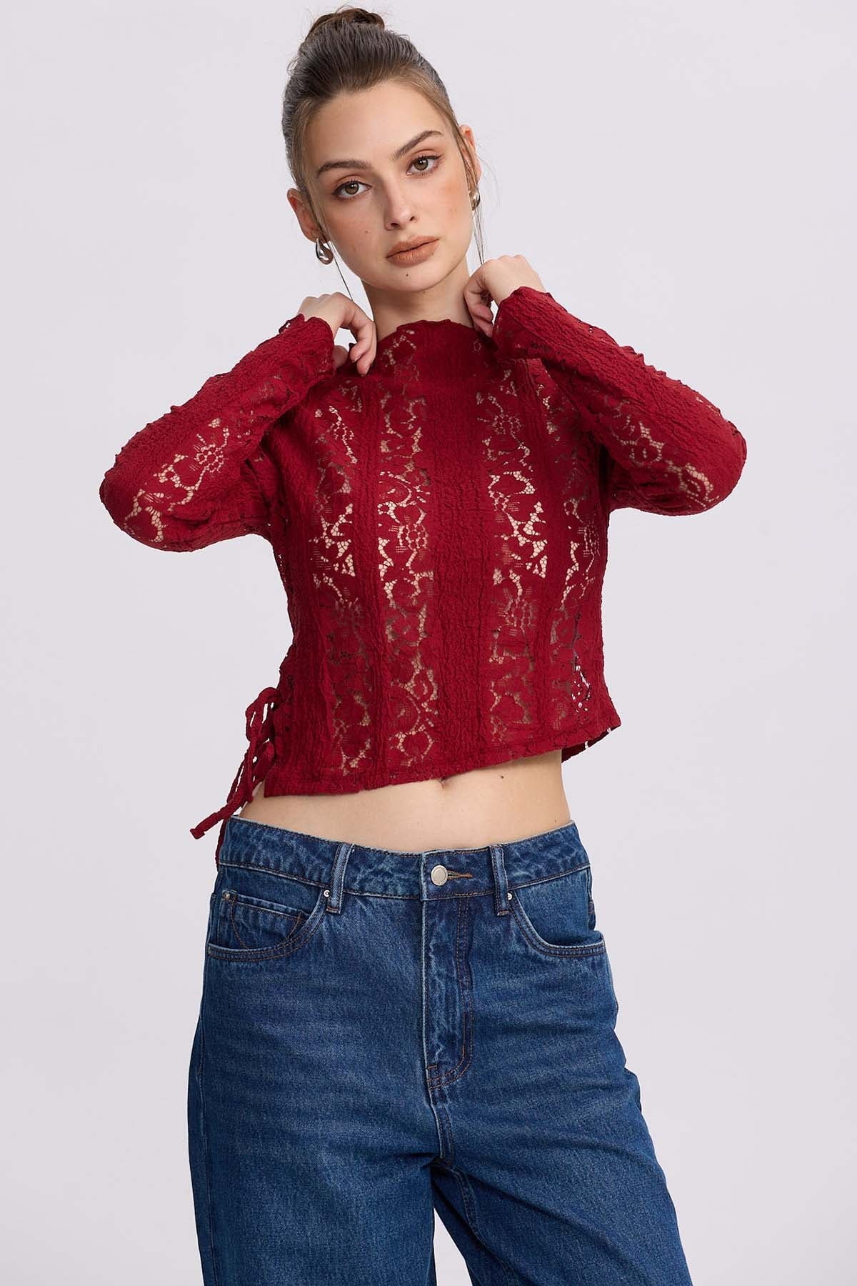 POLERA MUJER ENCAJE BURDEO - 1