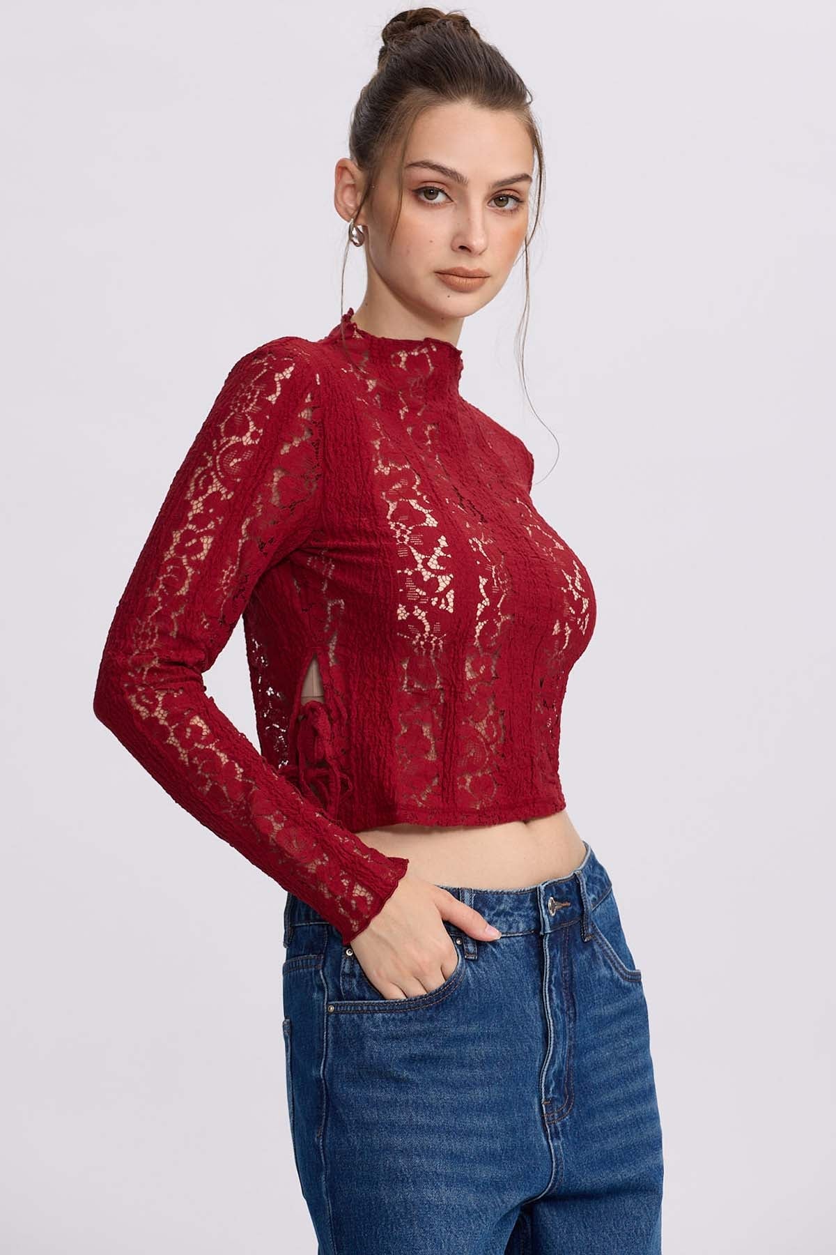POLERA MUJER ENCAJE BURDEO - 2