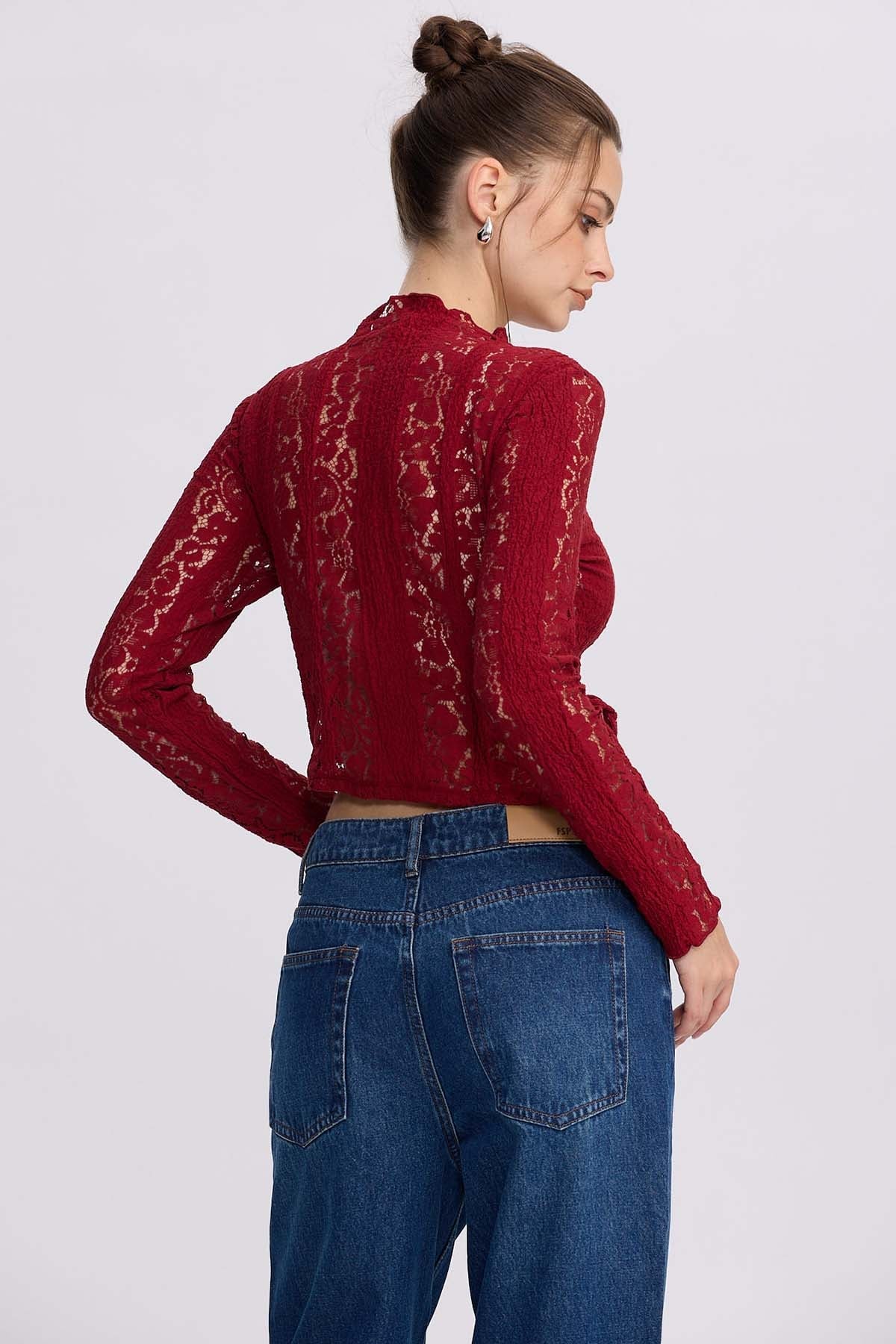 POLERA MUJER ENCAJE BURDEO - 3
