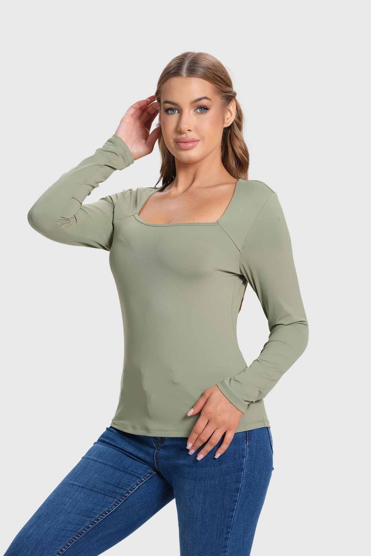 POLERA MUJER ESCOTE CUADRADO VERDE - 3