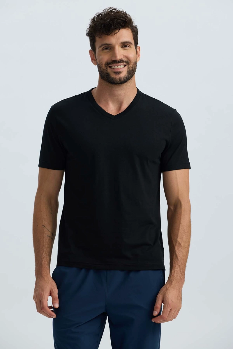 POLERA HOMBRE BASICA NEGRO - 1