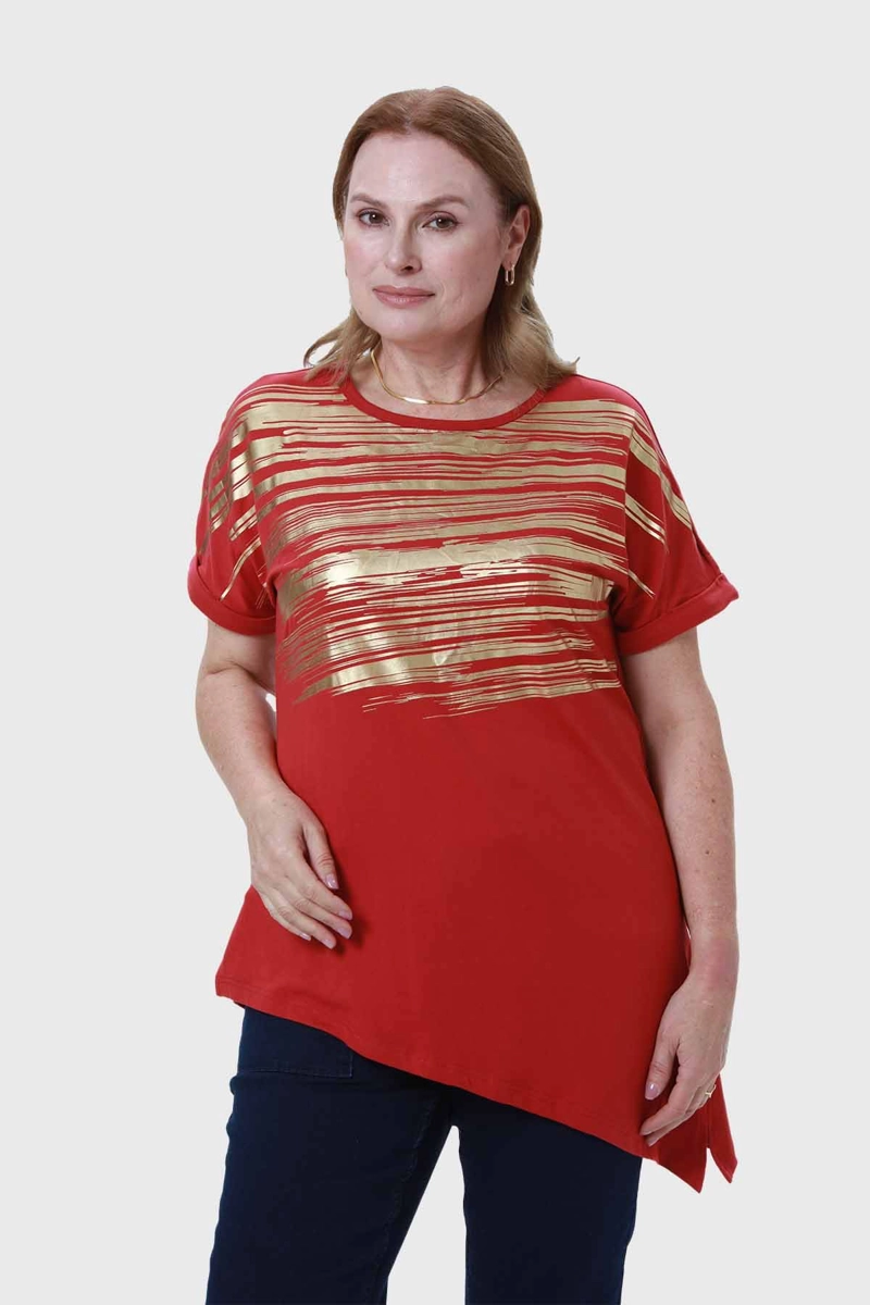 POLERA MUJER ESTAMPADO ROJO - 1