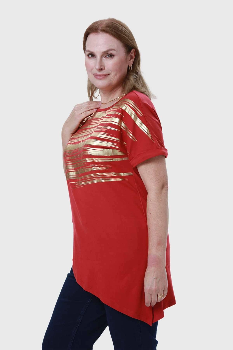 POLERA MUJER ESTAMPADO ROJO - 2