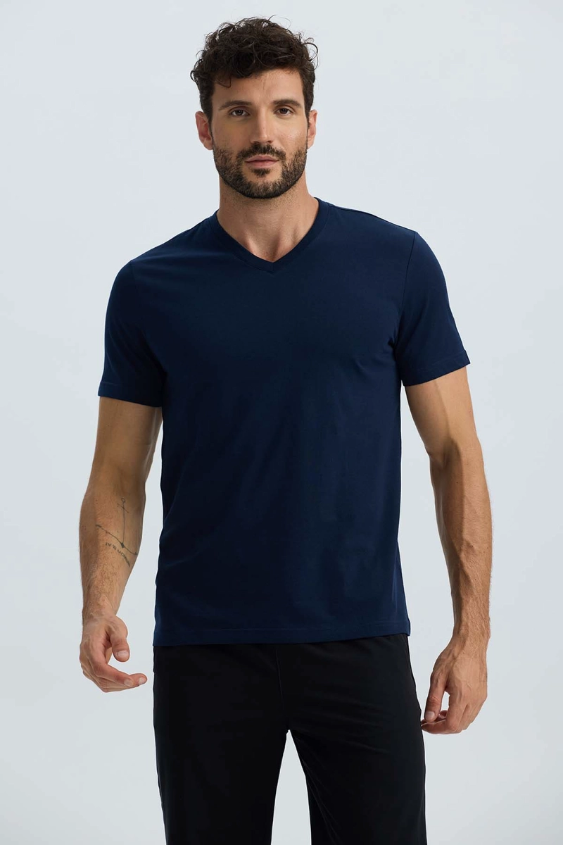 POLERA HOMBRE BASICA AZUL - 1