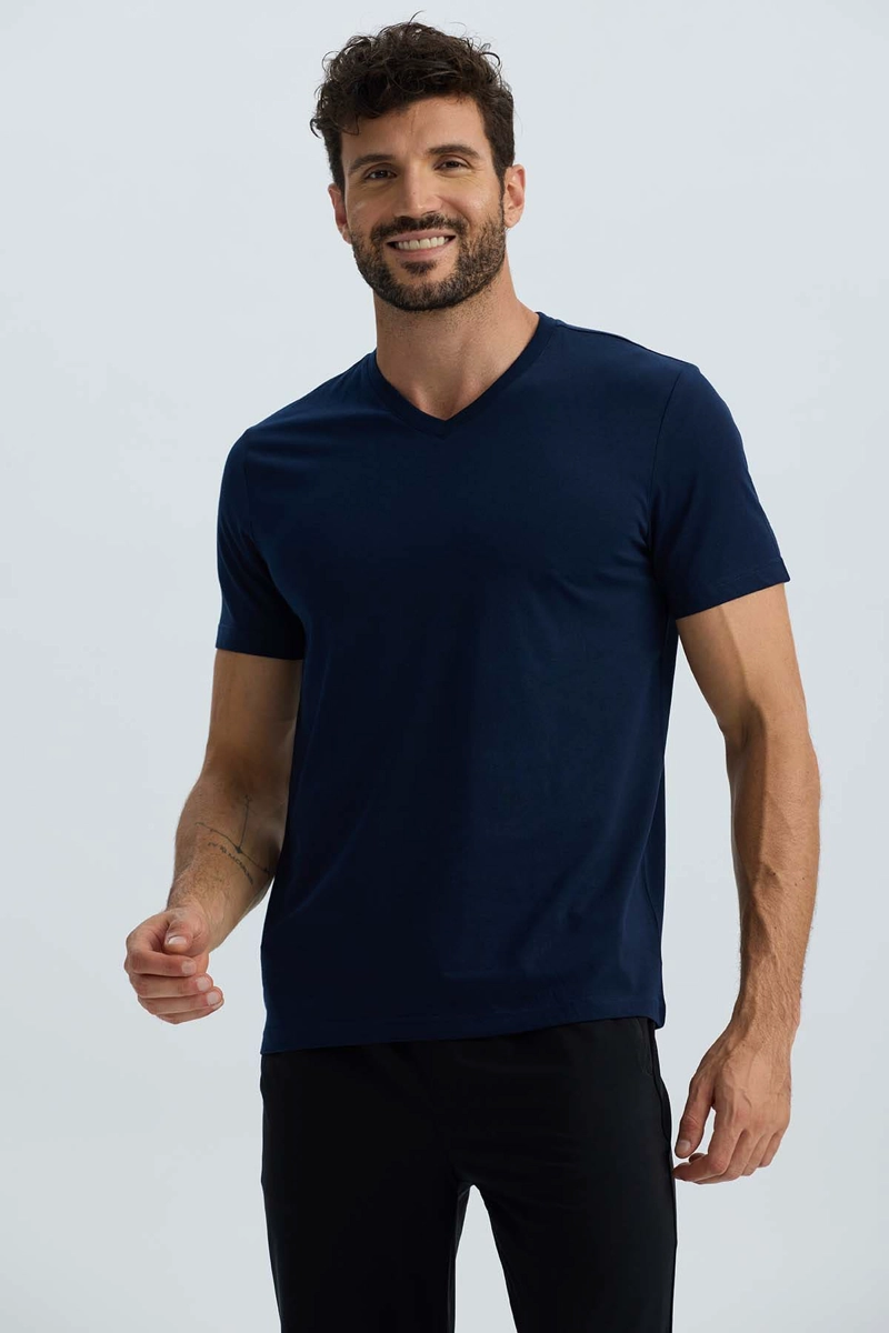POLERA HOMBRE BASICA AZUL - 2