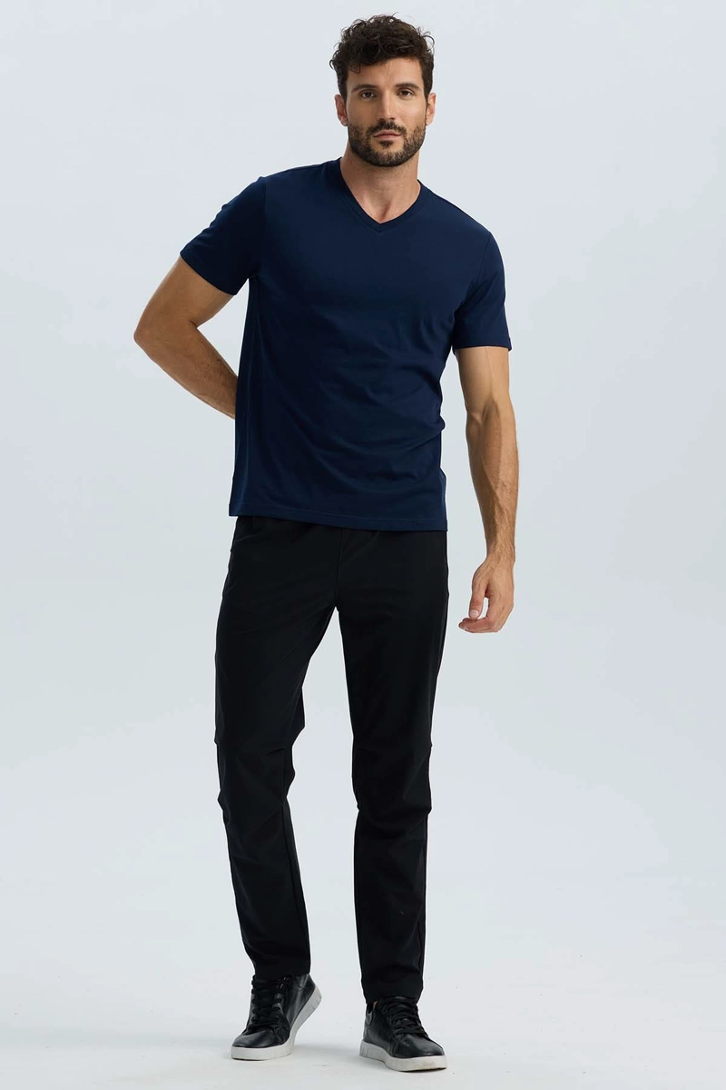 POLERA HOMBRE BASICA AZUL - 4