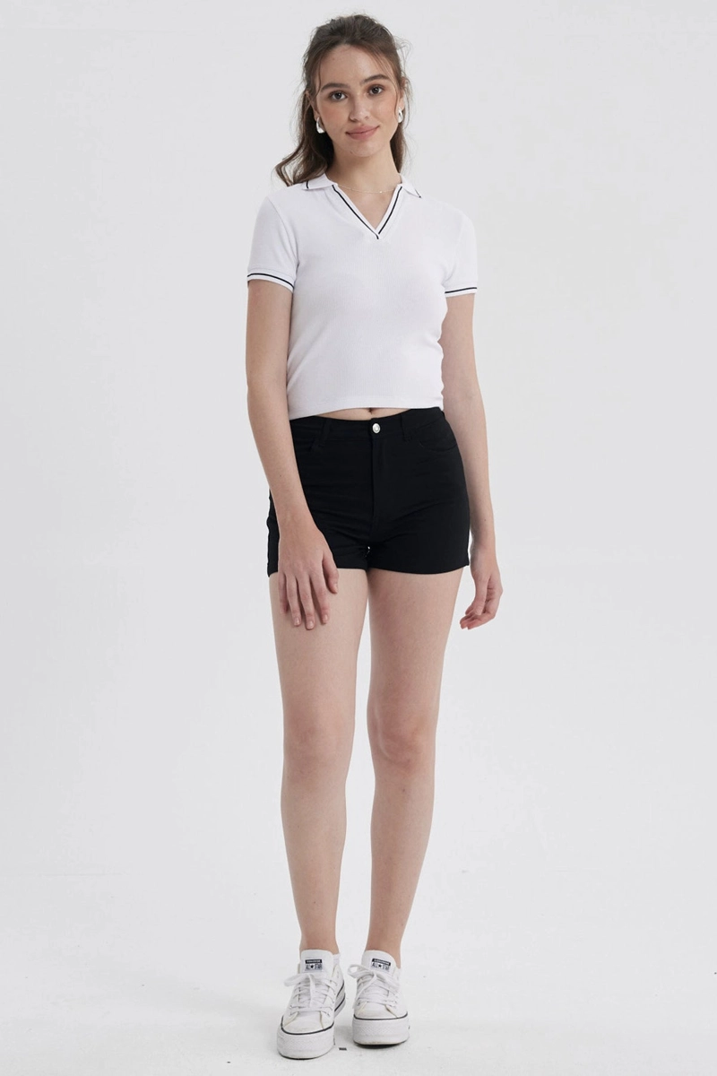 SHORT MUJER GABARDINA COLOR NEGRO - 3