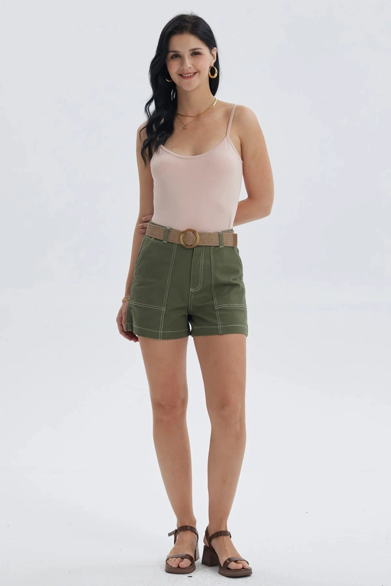 SHORT MUJER CON CINTURON VERDE MUSGO - 3