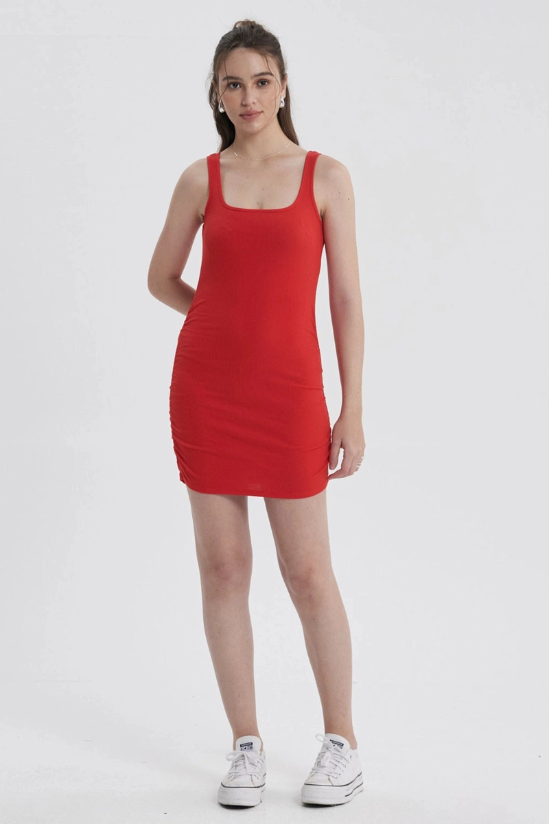 VESTIDO MUJER TUBO ROJO OSCURO - 1