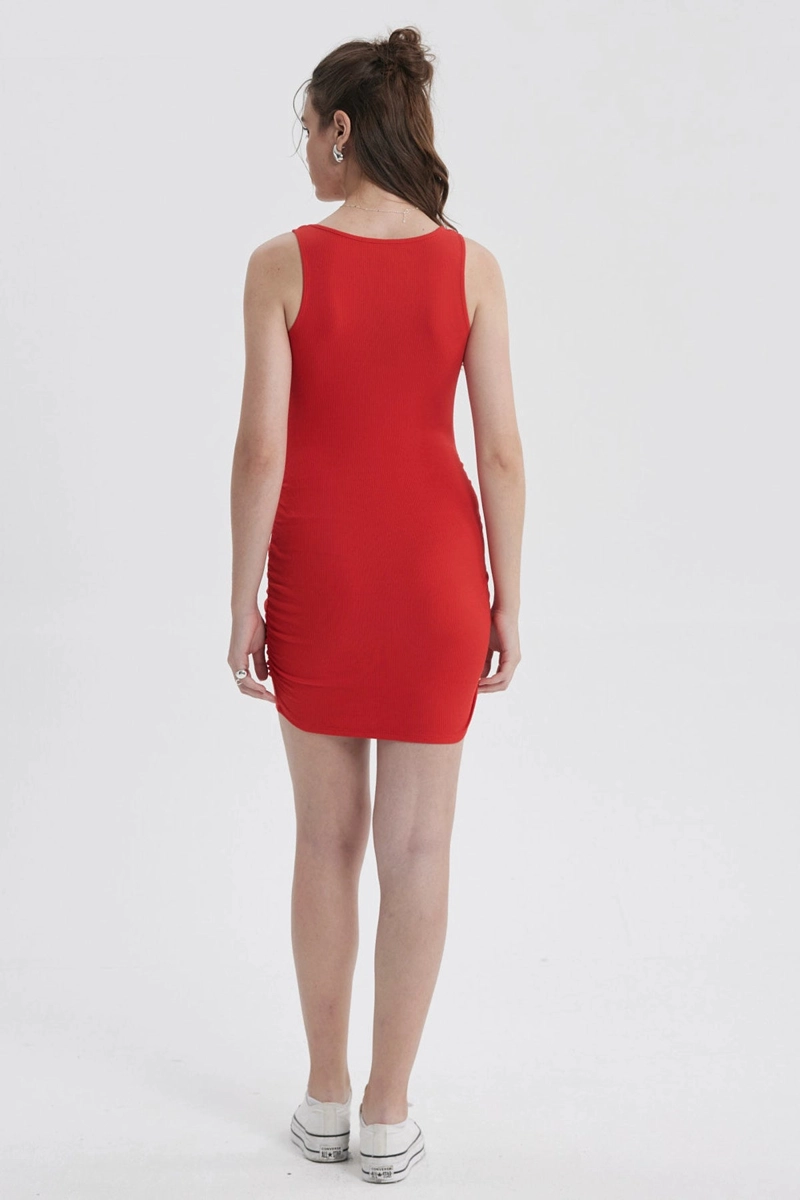 VESTIDO MUJER TUBO ROJO OSCURO - 4