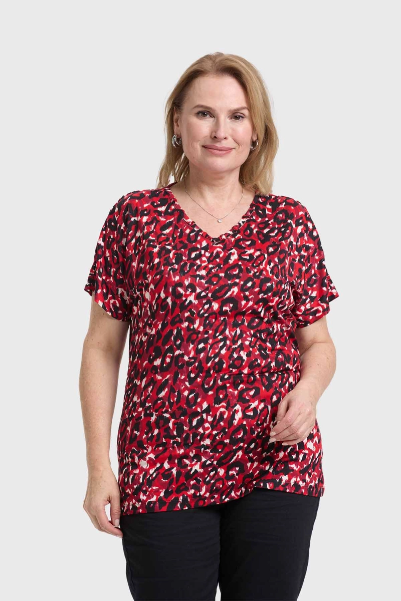 POLERA MUJER ESTAMPADO ROJO - 1
