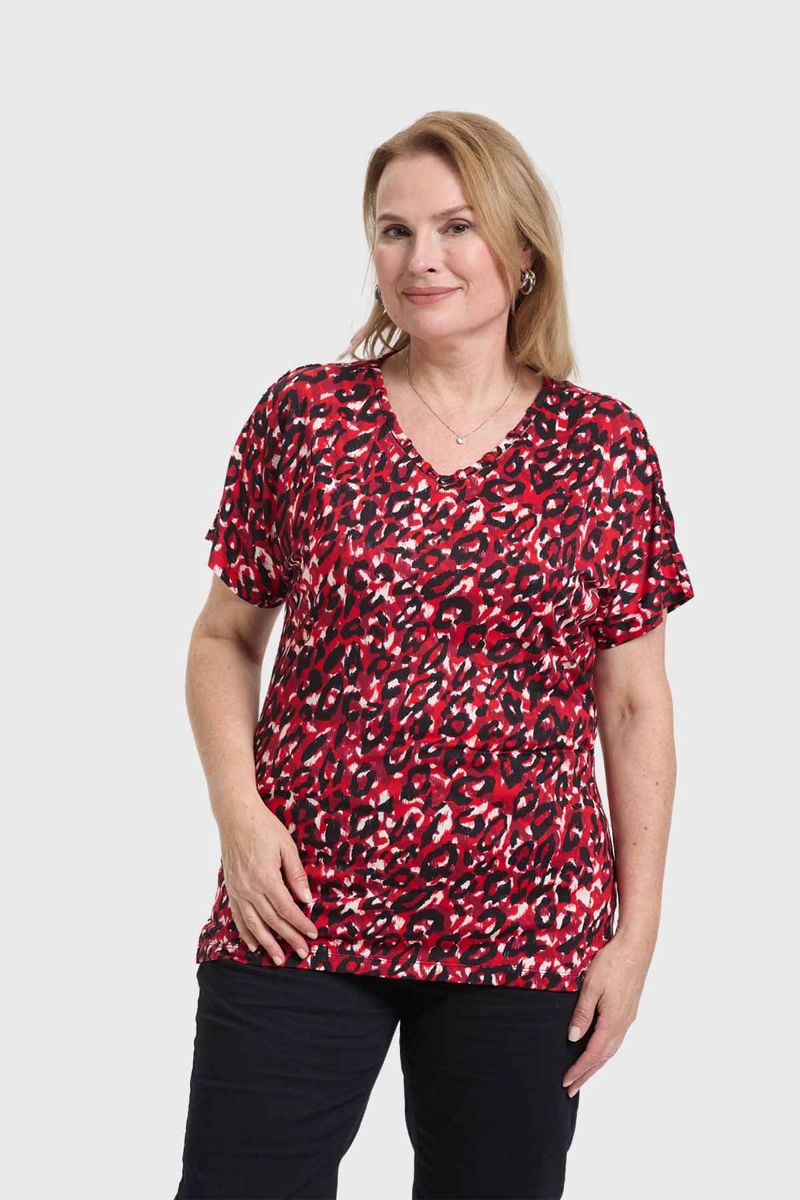POLERA MUJER ESTAMPADO ROJO - 2