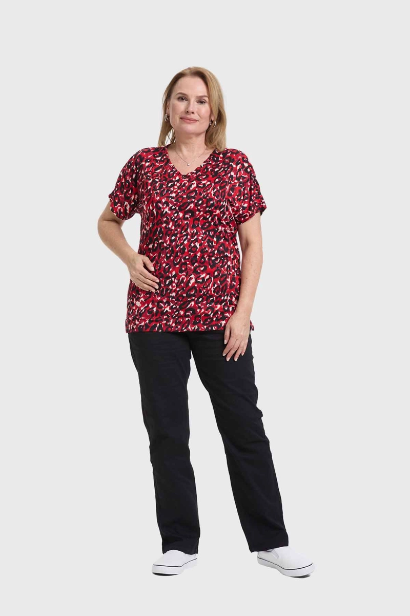 POLERA MUJER ESTAMPADO ROJO - 3