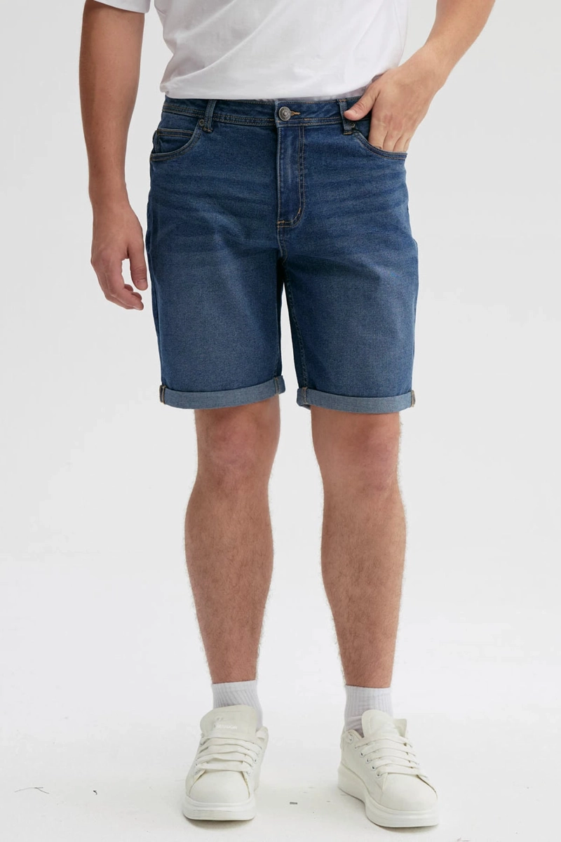 BERMUDA HOMBRE BASICA ROLL UP AZUL - 1